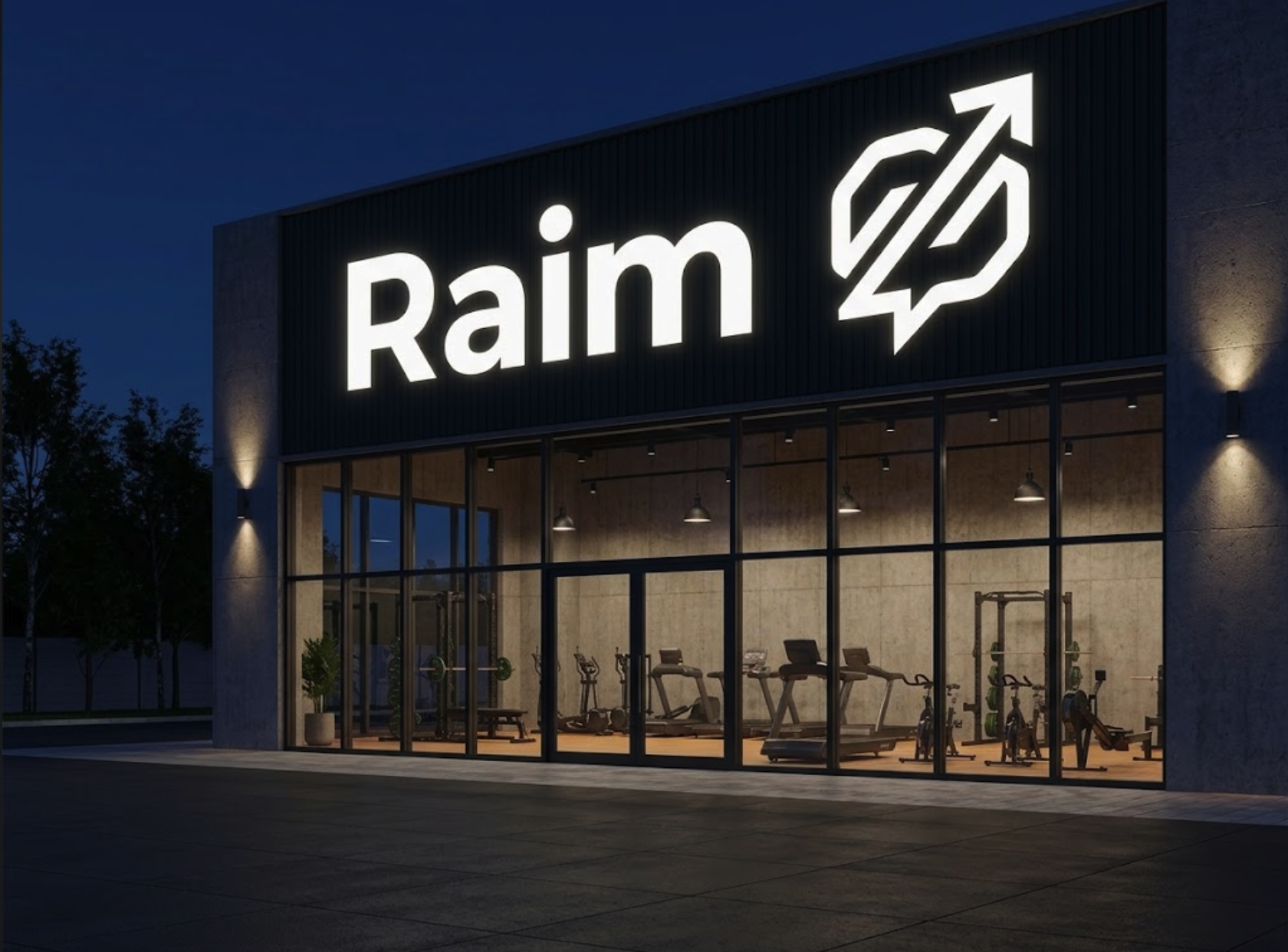 Fachada Raim de noche